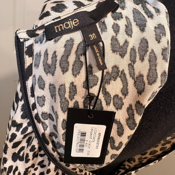 Maje Ricata Ruffled Leopard Print Crepe Mini Dress, Sz. 36 NWT - Picture 4 of 4